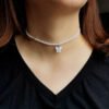 Collier de perles avec nœud papillon en opale