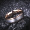 Bague en tungstène or rose brossé fin