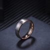 Bague en tungstène or rose brossé fin