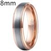 Bague en tungstène or rose brossé fin