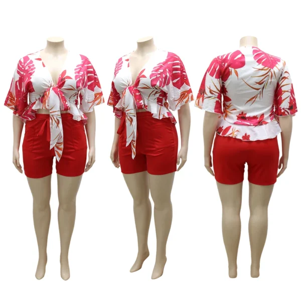 Ensemble de shorts deux pièces à imprimé hawaïen