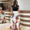 Robe longue à manches courtes, Floral