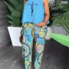 Ensemble 2 pièces grande taille  pour femmes tendance. Haut court décontracté, pantalon à jambes larges