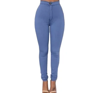 Pantalons extensibles pour femmes taille haute, couleur unie