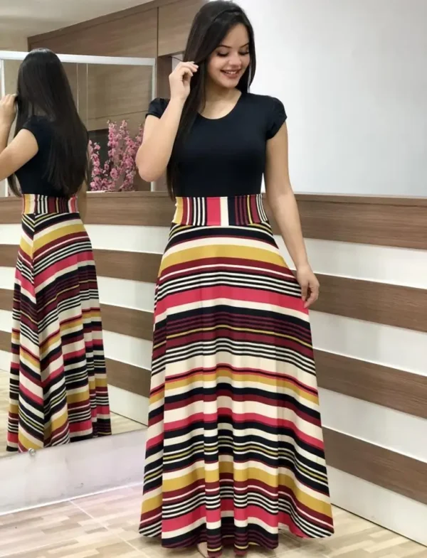 Robe longue à manches courtes, Floral