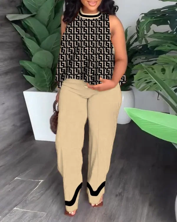 Ensemble 2 pièces grande taille  pour femmes tendance. Haut court décontracté, pantalon à jambes larges