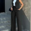 Ensemble deux pièces vêtements pour femmes gilets, pantalon à jambes larges