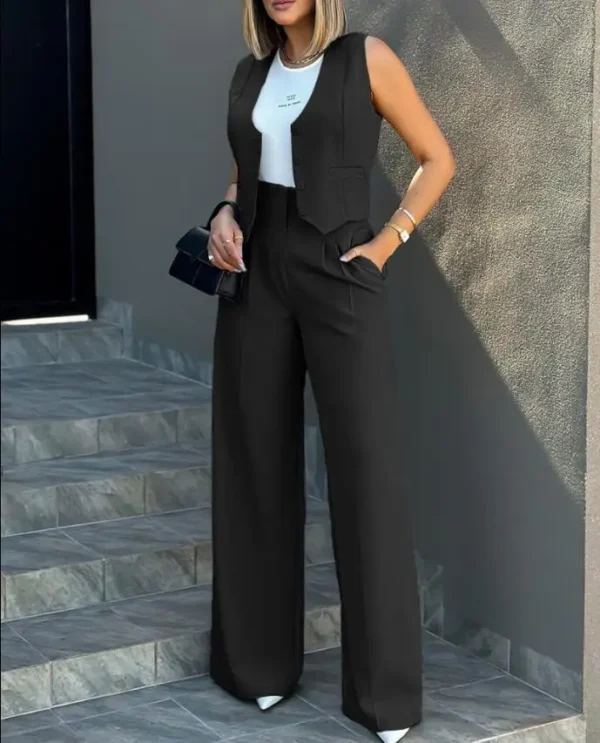 Ensemble deux pièces vêtements pour femmes gilets, pantalon à jambes larges