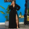Robe fendu manches longues