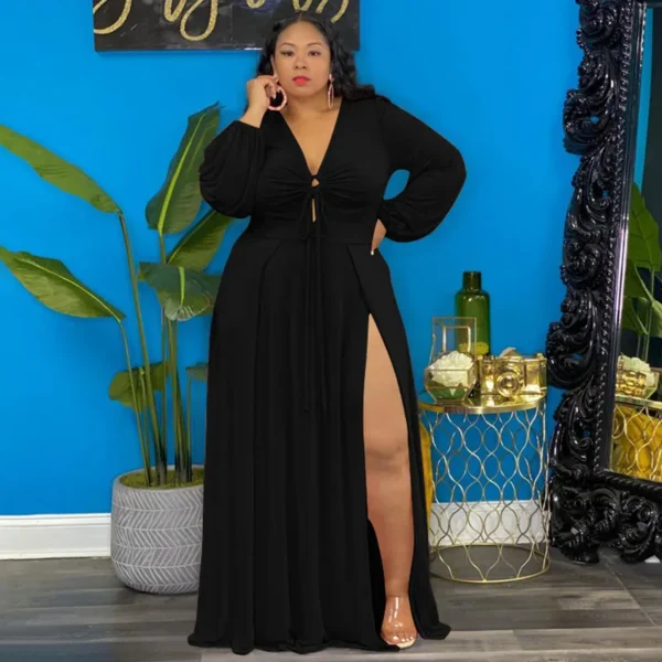 Robe fendu manches longues