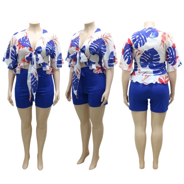Ensemble de shorts deux pièces à imprimé hawaïen