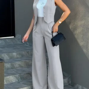 Ensemble deux pièces vêtements pour femmes gilets, pantalon à jambes larges