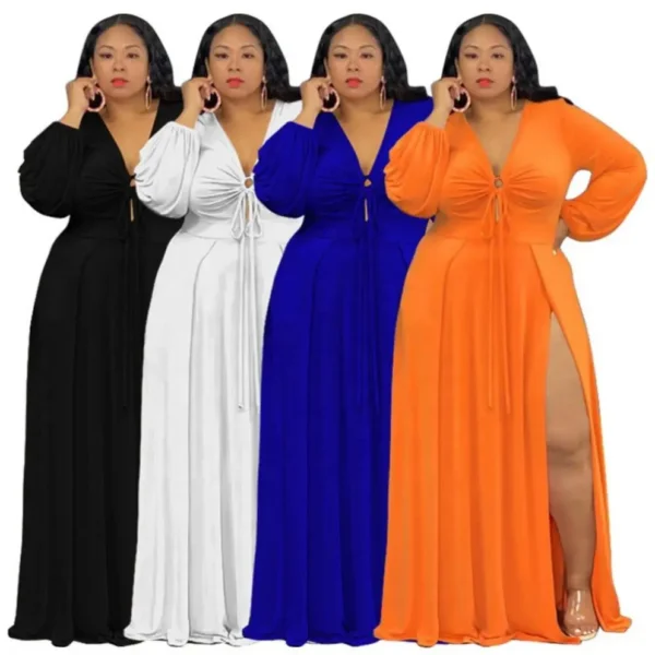 Robe fendu manches longues