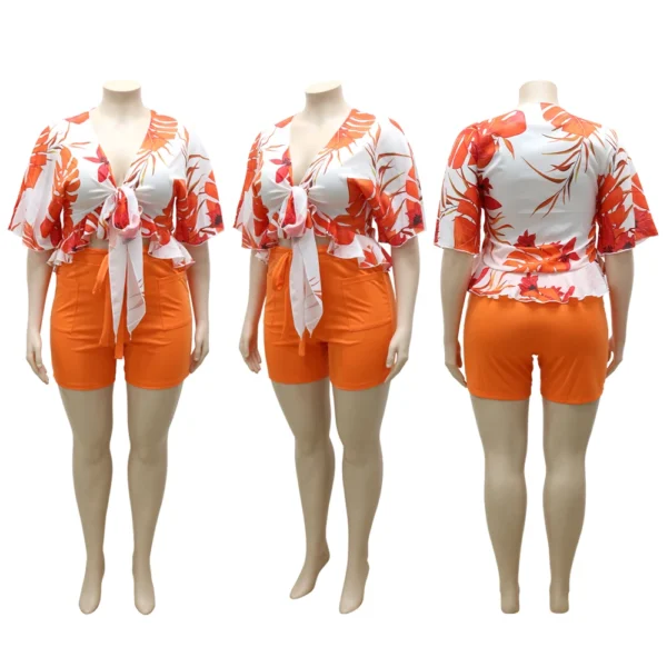 Ensemble de shorts deux pièces à imprimé hawaïen