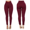 Pantalons extensibles pour femmes taille haute, couleur unie