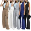 Ensemble deux pièces vêtements pour femmes gilets, pantalon à jambes larges