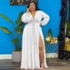 Robe fendu manches longues