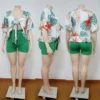 Ensemble de shorts deux pièces à imprimé hawaïen
