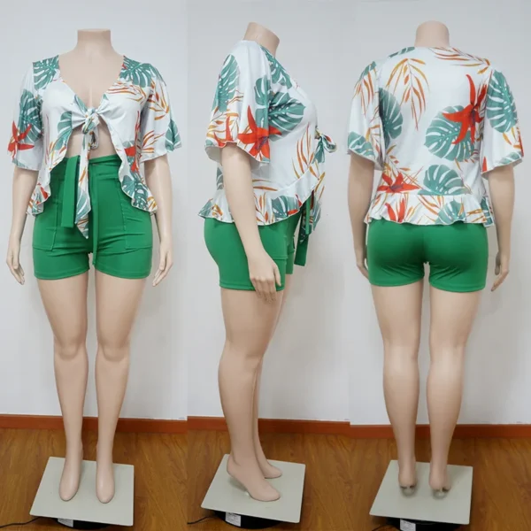Ensemble de shorts deux pièces à imprimé hawaïen