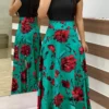 Robe longue à manches courtes, Floral