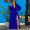 Robe fendu manches longues
