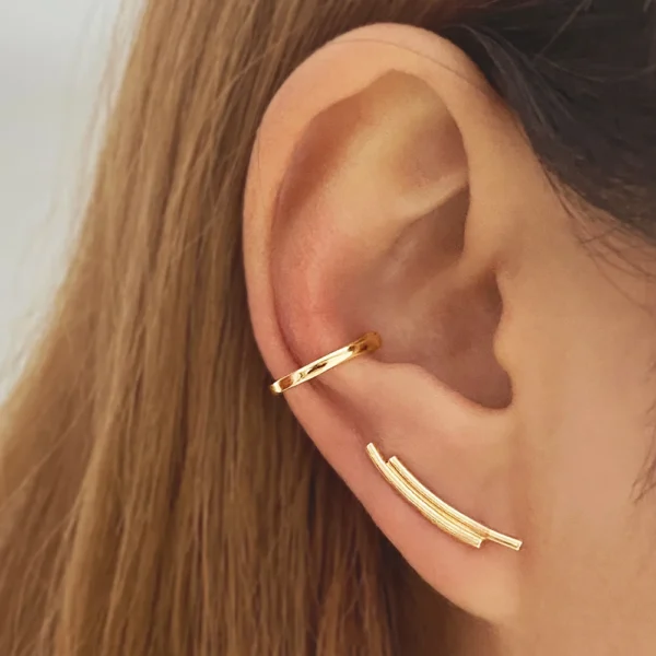 Ensemble de boucles d'oreilles en feuille de Zircon plaqué or