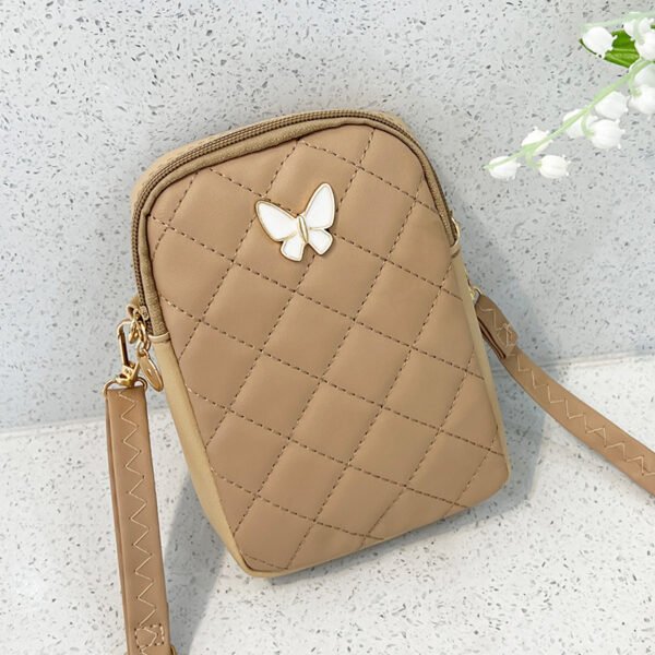 Sac bandoulière brodé en forme de losange et de papillon