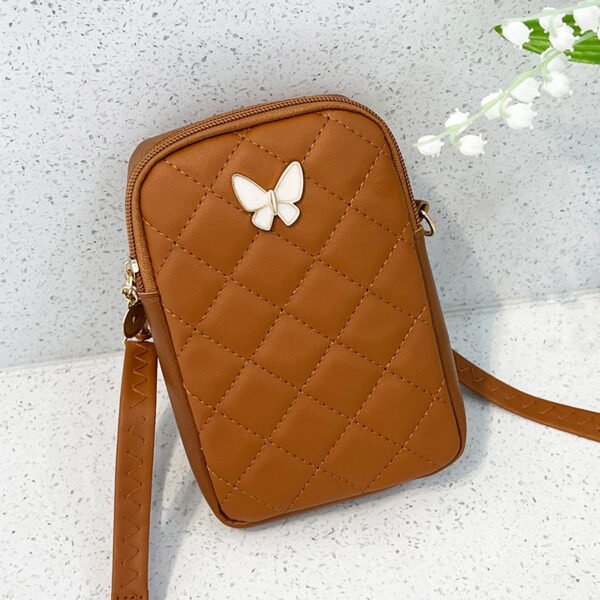 Sac bandoulière brodé en forme de losange et de papillon