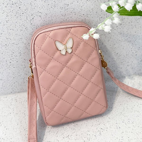 Sac bandoulière brodé en forme de losange et de papillon