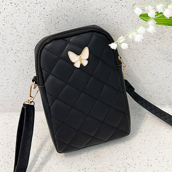Sac bandoulière brodé en forme de losange et de papillon